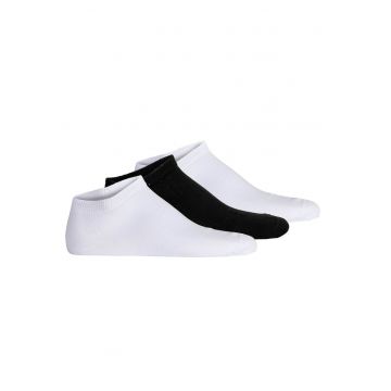 Set de sosete unisex pana la glezna cu model uni - 3 perechi - Alb/Negru
