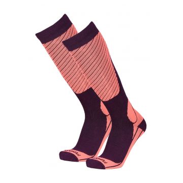 Sosete lungi unisex pentru schi - Negru/Roz somon