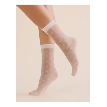 Sosete lycra albe imitatie plasa cu buline  1195 Peri 20 den - Alb