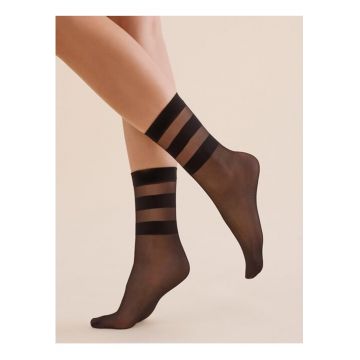 Sosete lycra negre cu dungi pe glezna  1199 Cari's 20 den - Negru