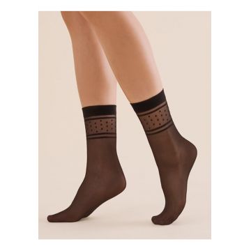 Sosete lycra negre cu model pe glezna  1198 Nebi 20 den - Negru