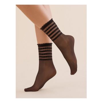 Sosete lycra negre cu model pe glezna  1200 Lora 20 den - Negru