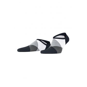 Sosete pana la glezna din amestec de bumbac organic cu model argyle - Alb/Negru