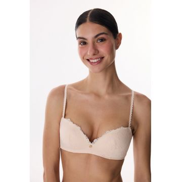 Sutien cu burete si dantela - Bej sampanie