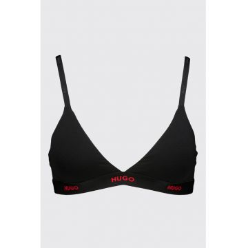 Sutien cu cupe triunghiulare si banda logo - Rosu/Negru