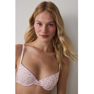 Sutien cu imprimeu si buline - Violet/Roz pal