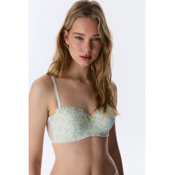 Sutien cu model floral - fara bretele - Alb/Verde