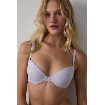 Sutien cu sustinere metalica si model animal print - Lila